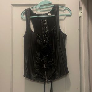Black pleather corset